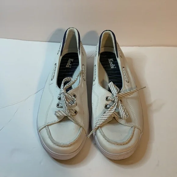 Keds White Nautical White Shoes Size 7.5 worn on bottom Used - Picture 2 of 5